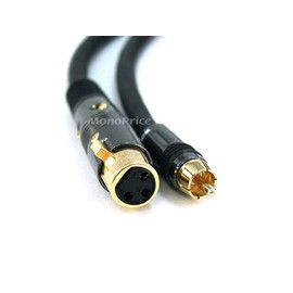Monoprice XLR to RCA Cable - Female to Male, 16AWG, Stranded, Shielded, Gold Plated, 3 Feet, Black - Premier Series