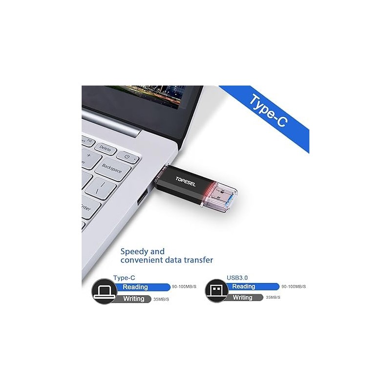 TOPESEL 64GB Tipo C Memoria Flash C USB Doble Dos