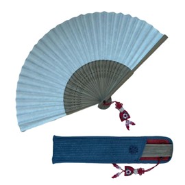 Kepitome Korean Traditional Hand Held Folding Fan, 8.27"(21cm) Bamboo and Korean Paper (Hanji) Hand Fan - With a Fabric Sleeve for Protection, Korean Charming Elegant Vintage Retro Style (White)
