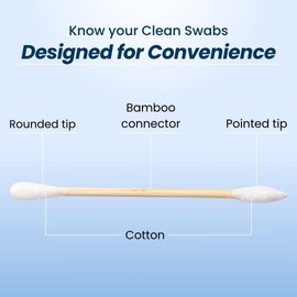 CLEAN SKIN CLUB Clean Skin Club Clean Swabs | 500CT | One Pointed Tip | Biodegradable + Organic Cotton & Bamboo | Makeup & Nail Polish Touch-ups | Chlorine-Free & Hypoallergenic (500 Count)