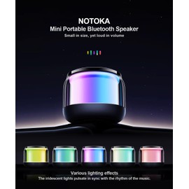 NOTOKA Mini Portable Bluetooth Speakers Wireless,TWS Pairing Small Bluetooth Speaker，with Lights and Lanyard,Gifts for Women/Girls, Boys and Kids for Christmas