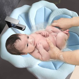 TOFOAN Baby Bath Pad for Infant Bathtub Sink Flower Mat Tub Little Lotus - Petal Soft Supports Lounger Newborn Bathing Insert Seat Baby Essentials - Baby Gifts - 31" (Blue)