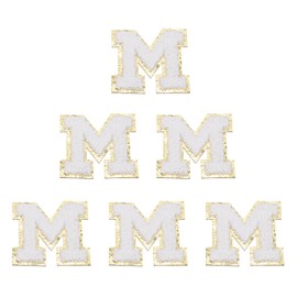 PATIKIL Buchstaben-Aufnäher, 6 Stück, Anfangsbuchstabe M, selbstklebender Aufnäher, bestickter Stoff, 5,5 cm, Alphabet-Aufkleber für Kleidung, Hüte, Make-up-Taschen, DIY, Weiß