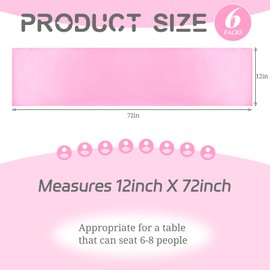 6 Pack Pink Table Runner,Satin Table Runner, 12 x 72 Inch Silk Table Runners for dining Table,Pink Table Runners for Wedding,Birthday Banquets Engagements Party Decoration
