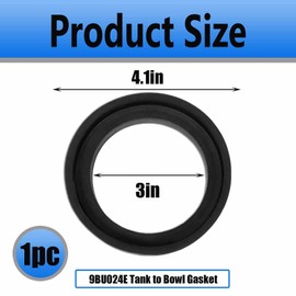 9BU024E Tank to Bowl Gasket for 3" Two Piece Toilets, Universal Toilet Tank Gasket, Pack of 1.