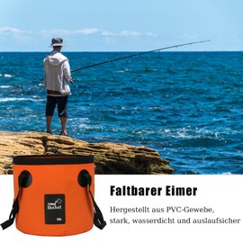 GOIEHIR Foldable Bucket, Multifunctional Folding Bucket, 20 L, Outdoor Folding Bowl for Fishing, Travel, Camping, Hiking, Orange
