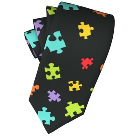 FUNCOOLCY Cartoon Puzzle Tie For Men - Novelty Fashion Fun Full Print Skinny Necktie