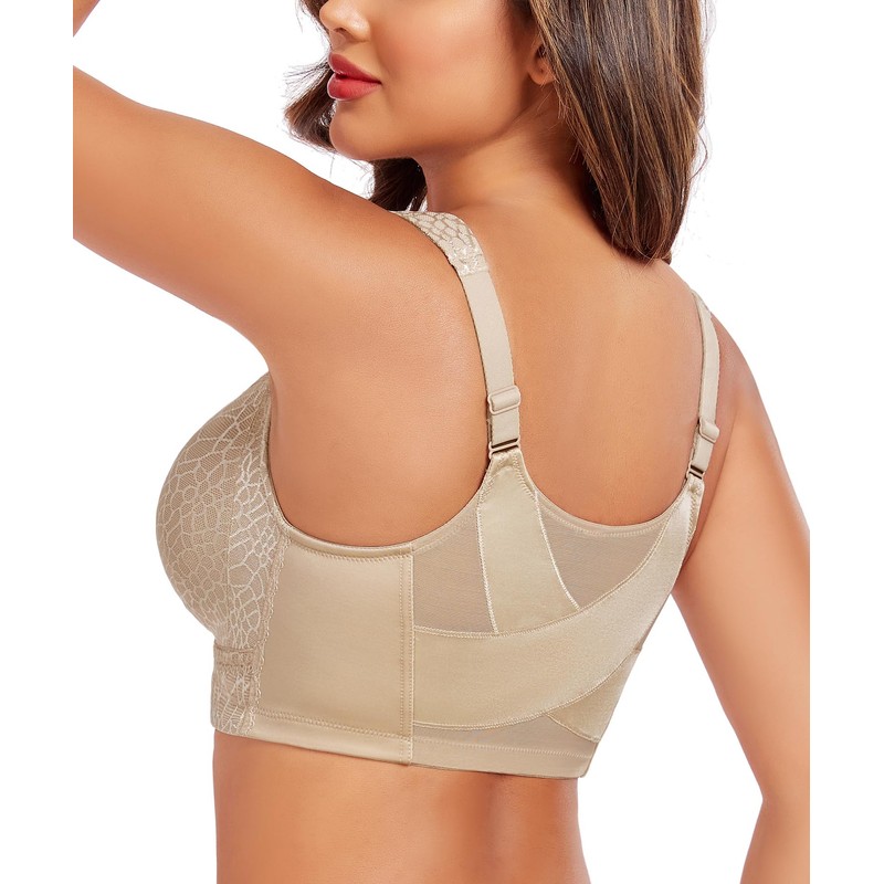 Curyon Women's Front Closure Back Support Minimizer Bra Full Figure