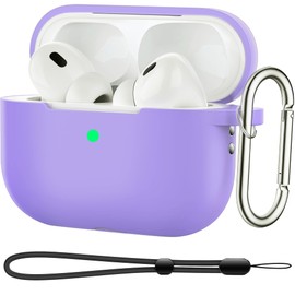 BOBEN AirPods Pro 2nd Generation Case Cover 2022 Silicone AirPods Pro 2 Case Cover with Lanyard and Keychain [Wireless Charging & Front LED Visible] (Purple)