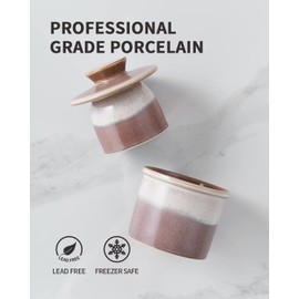 XELA Porcelain Butter Keeper Crock, French Butter Crock for Counter, Butter Keeper With Water Line for Fresh Spreadable Butter- Ziying