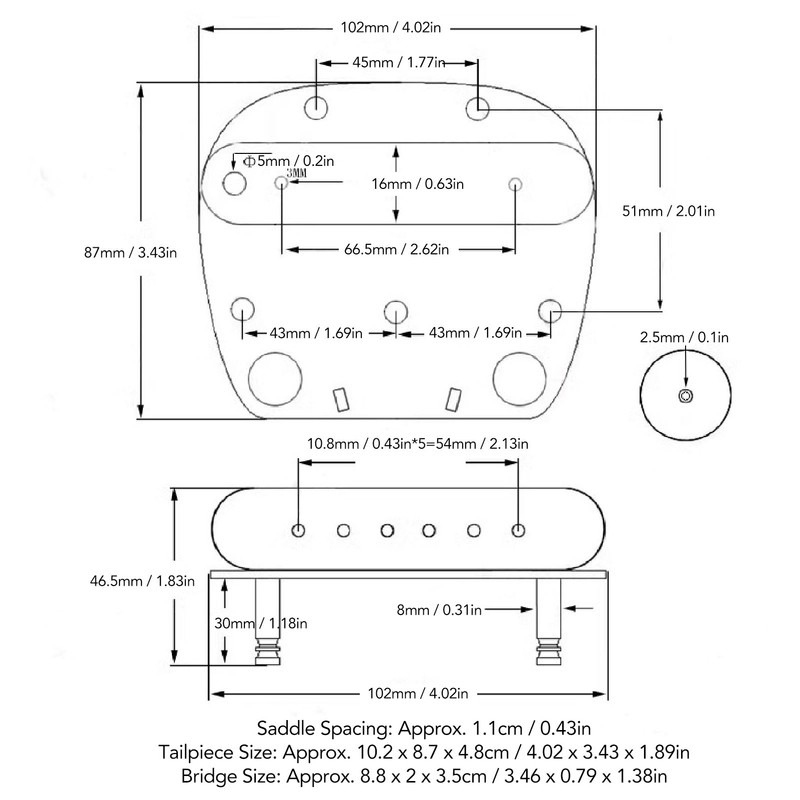 Guitar Tremolo Vibrato Bridge Tailpiece Set Vibrato Tailpiece and Tremolo