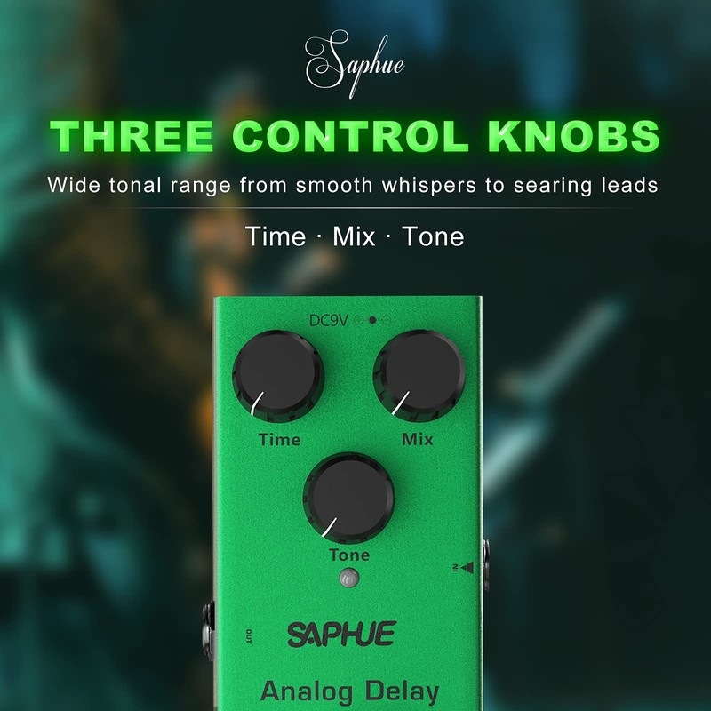 SAPHUE Analog Delay Guitar Effects Pedal Effect Pedals Time/Mix/Repeat Knob