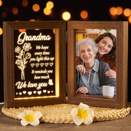 Johiux Christmas Gifts for Grandma from Grandkids,Grandma birthday Gifts Grandma Photo Light Up Frame Gift,6x4 Inch Picture Frame Christmas and Birthday Grandma Gifts from Grandchildren. (Grandma)