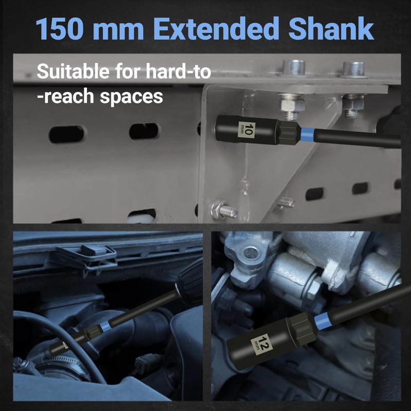 WojBear 5 Pcs 150 mm Extended Deep Socket Set 6-14mm,