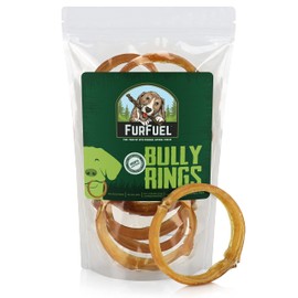 FURFUEL Bully Ring for Dogs - 4 Inch Bully Rings. Natural, Free-Range, Grass Fed Beef Pizzle. High in Protein, Low Fat Bully Stick Grass Fed (3 Pack)