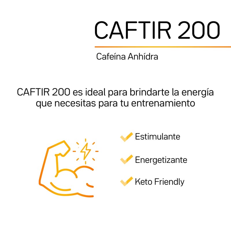 Cafeína 100 cápsulas con 200 mg de Cafeína anhidra c/u,