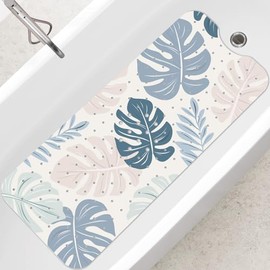 SHUCHING Non-Slip Blue Bath Mat for Safe Showering