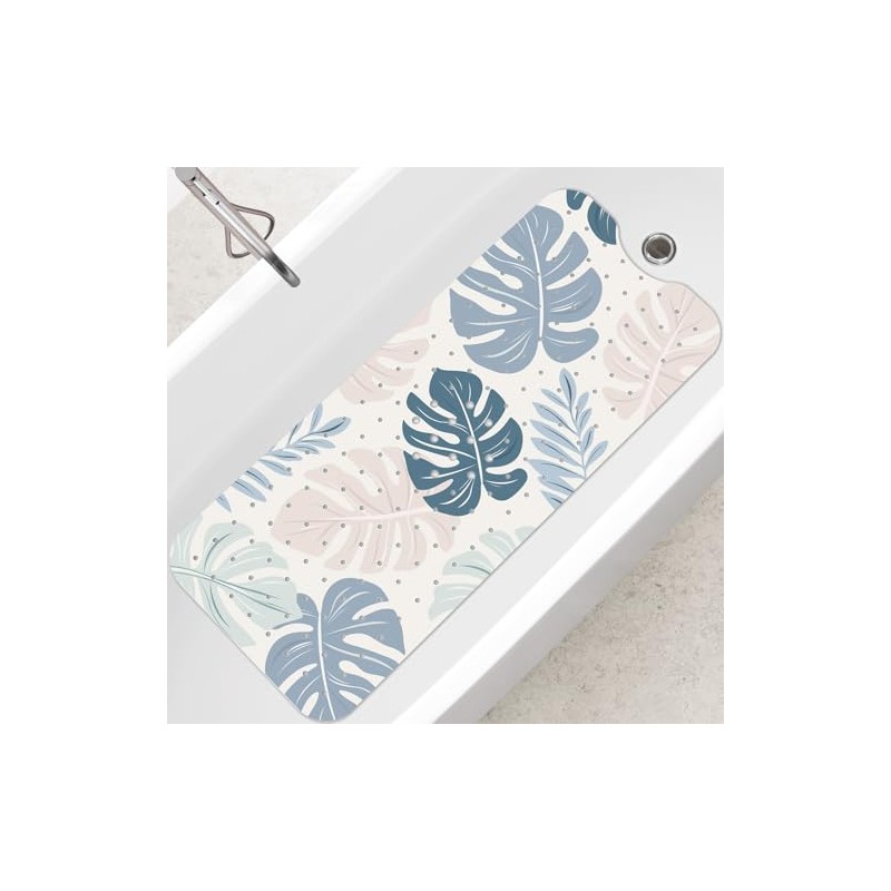 SHUCHING Non-Slip Blue Bath Mat for Safe Showering
