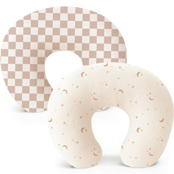 Konssy 2-Pack Muslin Nursing Pillow Covers, Soft & Adorable Nursing