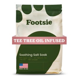 Footsie Soothing Tea Tree Oil Epsom Salt Soak - for Calluses, Aches & Pain, Athlete's Foot - Made in USA - Soothes Cracked Heels, Flaky Skin - 100% Organic, Pedicure Spa Salt - 48 Ounces