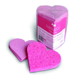 Intrinsics Pink Heart Compressed Cellulose Sponges For Facial Cleansing - 2.5", 75 Count