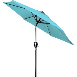Simple Deluxe 7.5ft Patio Umbrella Outdoor Table Market Yard Umbrella with Push Button Tilt/Crank, 6 Sturdy Ribs for Garden, Deck, Backyard, Pool, Turquoise