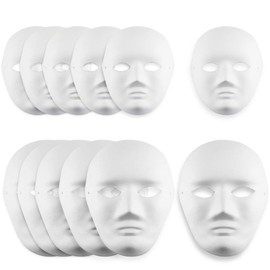 Oruuum DIY Face Masks, Paintable Paper Mask, White Masquerade Mask for Mardi Gras, Party Full Face Masks, 12 Pieces