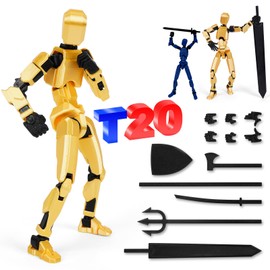 Gencokok Titan 13 Action Figure, T13 Action Figure 20cm/8.1 inch Assembly Completed T20 Dummy 13 3D Printed Nova 13 Lucky 13 Action Figure 6 Weapons Set 3 Hands Present for Game Lovers (Gold)