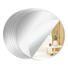 6" Small Round Mirror Centerpieces for Tables, 7PCS Acrylic Circle Mirror Centerpieces for Table Candle Plate Circle Mirror Trays for Wedding Centerpieces Party Decorations