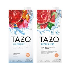 TAZO Tea Concentrate, (Iced Passion Herbal Tea, Watermelon Cucumber Refersher) (1ea) (Variety Pack)