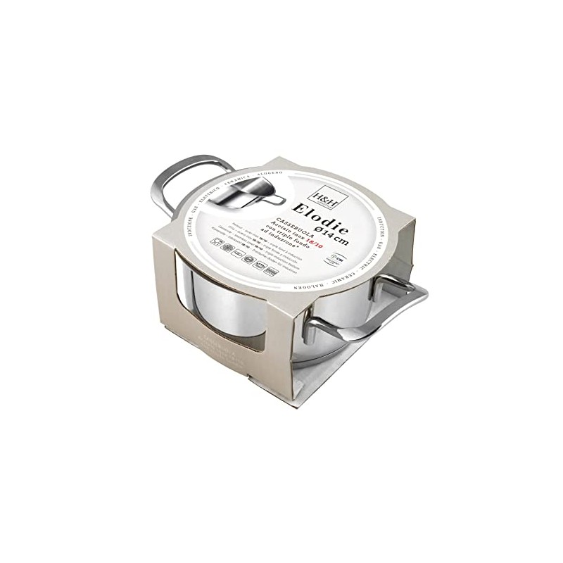 H&H Casseruola Inox Elodie Fondo A Induzione 2 Manici 14