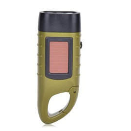Hand Crank Solar Powered Rechargeable LED Flashlight, Survival Gear Self Powered Charging Torch, LED Emergency Lights Torch - Best for Camping Outdoor Climbing Backpack Hiking(ArmyGreen)