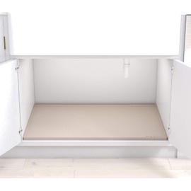 BASIN - Under Sink Mat for Bathroom - The Original Silicone Under Sink Mats for Bathroom Waterproof - Under Sink Tray for Bathroom Waterproof - Under Sink Cover Vanity Liner Taupe 34x19
