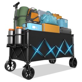 7.8 cu ft Extra Large Wagons Carts Foldable with 360lbs Weight Capacity Heavy Duty Beach Wagon with Big Wheels for Sand All Terrain Collapsible Folding Utility for Camping, Garden, Sports, Shopping