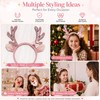 Pink Reindeer Antler Headband Glitter Bow Elk Bells Hair Hoop
