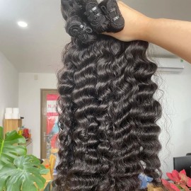 Vietnamese Raw Hair Bundles Custom Curl Unprocessed Raw hd Lace Frontal Hair Extensions Weftsstyle: raw hair, color: 1 pcs bundle pixie curl, Stretched Length: 26 inch