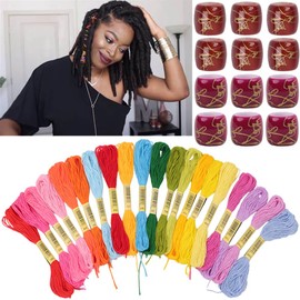 32PCS Hair Accessory String Includes 12 Pieces Acrylic Hair Cuffs Dreadlock Jewely 20Pieces Hair Accessory Colorful Hair String Hair Thread Yarn (multicolor)