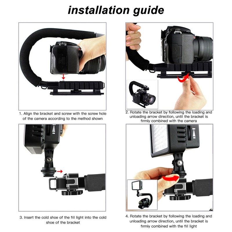 PULUZ U C Shape Video Action Stabilizing Handle Grip ABS