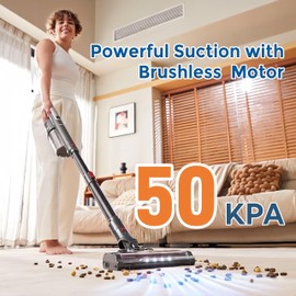 RONEAIR Cordless Vacuum Cleaner, 50KPa Powerful Suction Stick Vacuum Cordless with Anti-Tangle Brush, Lightweight Rechargeable Handheld Vacuum for Hardwood Floor Carpet Car Home