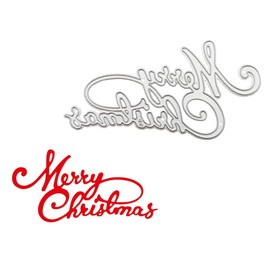 Silver Christmas Cutting Dies Merry Christmas Metal Die Cuts Template Xmas Letter Embossing Stencils for Scrapbooking Card Making DIY Craft Supplies, Arts, Crafts