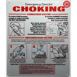 EMERGENCY CARE FOR CHOKING SIGN - RESTURANT CHOKING SIGN (WHITE REFLECTIVE. 10X12 INCH,HEAVY DUTY, RUST FREE, ALUMINIUM)