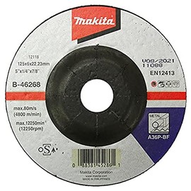 Makita B-46268 Roughing Disc 125 x 6.0 mm, Pack of 1, for Machining Steel, A36P-BF, EN12413, oSa Certified