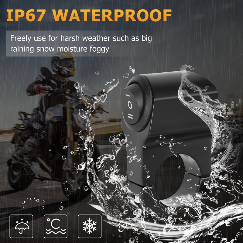 Wai Danie 7/8" Motorcycle Handlebar Headlight Switch ON-OFF Three-Position Waterproof