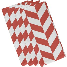 E By Design Zigzag Jag Geometric Print Napkin, 19" by 19", Coral