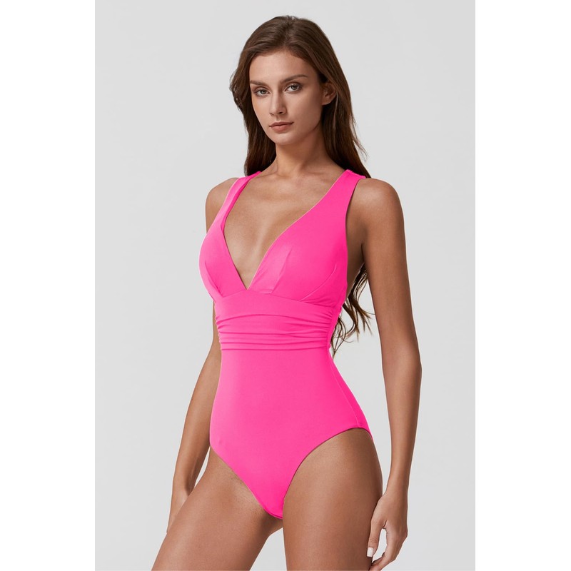 QINSEN Womens Swim Suit Tummy Control Cross Back Bating Suit