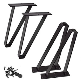 AKB Hardware Heavy Duty Solid Steel Slanted V Style Sofa Legs, Metal Furniture Legs, Table Legs, Bench Legs- Set of 4 New (12" H SlantStyle, Black)