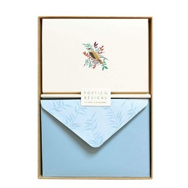 Portico Designs - Tropical Birds Set of 10 Blank Notecards with Gold foil detail - GTNC1806