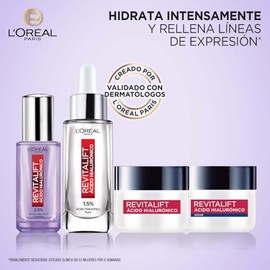 L'Oréal Paris Kit Revitalift Ácido Hialurónico, Rutina Antiedad Completa para Hidratar Intensamente, Sérum Rostro 30 ml + Sérum Ojos 20 ml + Crema Día