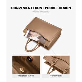 LOVEVOOK Laptop Tote Bag for Women, Office Work Bag Briefcase fit for 15.6 inch Laptop, Large Capacity Teacher Computer Bag Handbag Light Brown,2pcs Set