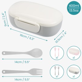 BELLE VOUS Bento Lunch Boxes (2 Pack) - BPA-Free Food Storage Container Set with Plastic Utensils - Adults All-in-One Meal Prep Boxes - Grey and Pink